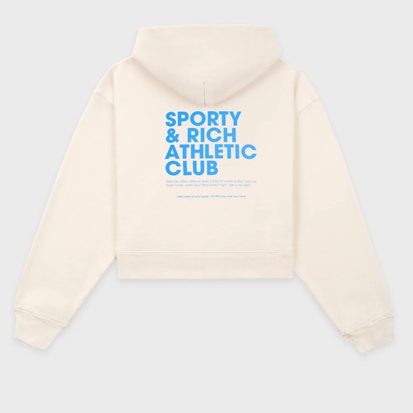 Sporty & Rich Exercise Often Cropped Hoodie - Cream/Ocean - Picture 2 of 3